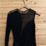 ABS Allen Schwartz Allen Schwartz Size Small One Shoulder Sleeve Mesh Shimmery Black Formal Gown Photo 6