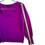Boston Proper  100% Cashmere Sweater Small Fuchsia Square‎ Neck Balloon Sleeve Photo 5