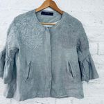 ZARA Embroidered Wool Blend Jacket Size S Gray Photo 10