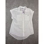 Vineyard Vines woven lightweight Short sleeve button Up Xs white NWT Cap Sleeve Photo 2