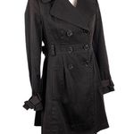 ZARA Double Breasted Pleated Trench Coat Jacket Dark Brown Size Small Office Job Photo 5