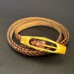 Vintage Brown Snakeskin Leather Gold Photo 2