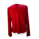 VTG MSK Women Red Velvet long sleeve wrap top side gathered shoulder pads 1X Photo 2