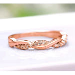 Boutique NEW 14k Rose Gold-Plated S925 Simulated Diamond Eternity Twist Ring, Size 7.5 Photo 4