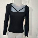 Crave fame   Women's Black Ribbed Long Sleeve Crop-top Size Medium NWT Photo 1