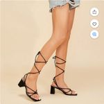 Walmart Elegant Women’s Lace Up Square Toe Black Heels Size US 9 Photo 5