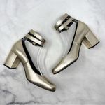 Saint Laurent NEW  Babies Edgy Mary Jane Ankle Strap Pumps Mid Heels Gold 38.5 Photo 8