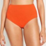 Old Navy High-Waisted Bikini Swim Bottoms in Warm Sunset Orange Size 3X NWT Photo 0