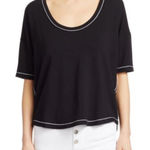 Rag and Bone  Elevated Basic Black Contrast Stitch Short Sleeve Top | XS Photo 0