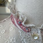 Vintage 70s Cottage Core Country Bicentennial Blouse Calico Lace S Pink Photo 3