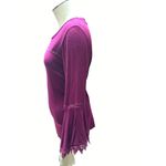 Coverstitched  Burgundy Lace Trim Bell Sleeve Top Size M Photo 1