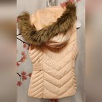 G by Guess Women's Pink Chevron Quilted Faux Fur Lined Jacket Puffer Vest XS Photo 3