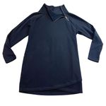 Athleta Cozy Karma Asymmetric Sweatshirt Dress Womens Size Large Black Mock Neck Photo 0