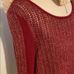 Lucky Brand Women’s  Sweater tunic flare M Red gold open knit size medium Photo 1
