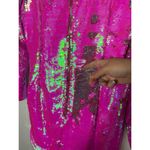 Boohoo  Pink Iridescent Sequin Draped Long Sleeve Bodycon Mini Dress Size 14 Photo 6