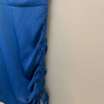 Glam one shoulder blue satin mini dress Photo 2