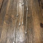 Sterling Silver Long Barrel Disco Ball Beaded Chain Necklace Photo 7