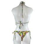 NA-KD NEW Amalie Star x  Green Floral Halter Triangle Two Piece Bikini Set Size L Photo 1