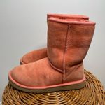 UGG  Classic‎ Short 5825 Leather Sheepskin Lined Winter Boots Pink Coral Orange 7 Photo 2