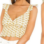 LNA Revolve Yellow Eyelet Floral Maggie Cropped Top Photo 0