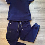 FIGS Navy Blue Casma Top Zamora Pants Scrub Set Women's size Small Petite Photo 0