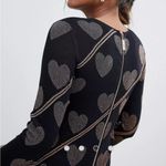 Ted Baker  Uzeniaa Glitter Heart Knit Swing Dress Black Rose Gold Metallic 0 Photo 3
