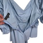 Eloquii  Women’s Blue and White Crisscross Draped Puff Sleeve Top Photo 3