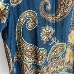 Soft Surroundings  Blue & Gold Paisley Kimono Cardigan Boho Sz S/M Photo 1
