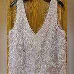 Topshop Lilac Metallic Fuzzy Fringe Deep Plunging V-Back Mini Slip Dress Size 6 Photo 7