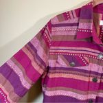 Christopher & Banks  Pink Striped Western Button Down Shirt Linen Blend Medium Photo 4