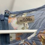 By TIMO Blue Tiered Ruffle Sleeve Floral Bird Print Blouse size medium Photo 2