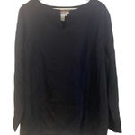 Diane Gilman  3/4 sleeve black 100% silk vneck blouse large Photo 0