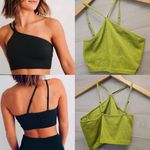 Aerie {S} One Shoulder Double Strap Lime Green Ribbed Bralette Tank Photo 1