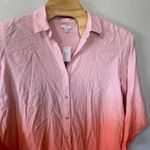 NEW J Jill Linen Blend Button Up Tunic Ombre Long Sleeve Top Pink Coral Size 2X Photo 1