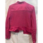 MESMERIZE Hot Pink Cable Knit Sleeve Bomber Jacket Women's Medium Zip Front Photo 6