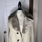 London Fog  Cream Trench Coat with Faux Fur Collar Photo 1