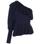 Ulla Johnson 💙💖  Navy Eden Cashmere One Shoulder Ruffle Pullover Sweater Photo 1