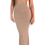 Amazon  Knit Maxi Beige Dress Photo 1