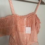 LC Lauren Conrad  NEW Women's Orange Gingham Off-The-Shoulder Top Size XL Photo 4