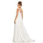Mac Duggal 12443 White Satin V-Neck Sleeveless Long Formal Gown Size 8 Photo 1