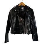 Topshop  Black Faux Leather Jacket Size 6 Photo 5