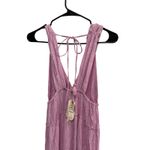 Salty Lemon Pink Midi Dress Metallic Accents Tie‎ Back Sundress Flowy Size S NWT Photo 3