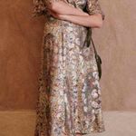 Sézane Paula Metallic Shimmer Silk Midi Dress Paisley Size US 2 Photo 2