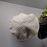 Vintage Ivory Knit Beret Hat Gold Photo 1