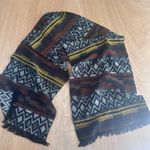 None Women’s Boho Geometric Scarf Fringe Wrap Navy Gray Mustard Brown Soft Winter Photo 0