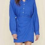 Xirena Royal Blue Linen Wrap Shirt Dress Size M Photo 0