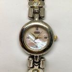 Vintage Regent watch women silver tone 24mm mop dial rhinestones size 7” running Photo 0