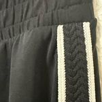 Oysho  Softstreme Feel Black Wide-Leg Pants with tuxedo woven striped down side Photo 3