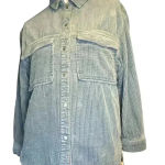 ZARA  Womens Blue shacket shirt jacket Light blue corduroy raw hem Size 11/12 Photo 1