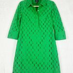 Adrianna Papell Lace Popover Shirt Dress Size 8 Mod Retro Kelly Green Pockets Photo 0